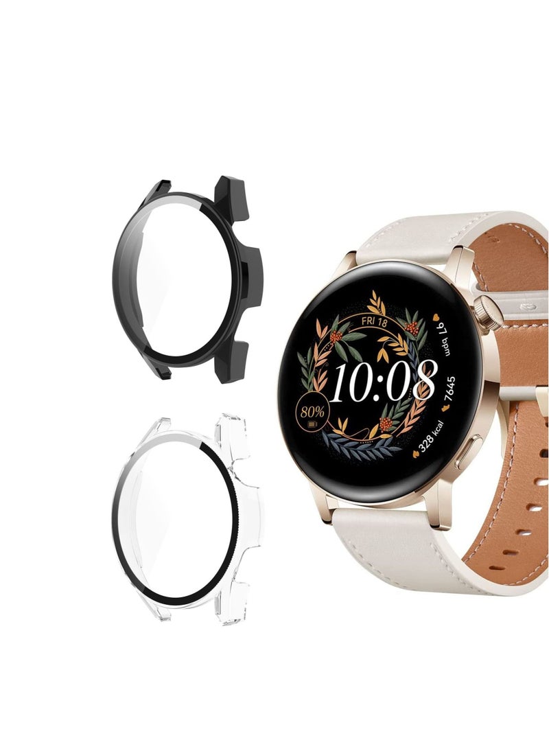 Captaintech Case for Huawei Watch GT 3 42mm, 2Pack All-around Ultra Thin Anti-Scratch Bumper, Anti Scratch Tempered glass with watch case protector(2 Colors) - Image 1
