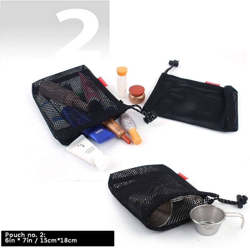 Eohak Drawstring Bags Pouch/Ditty Bag/Mesh Stuff Sack Camping Cord Bag Storage 5-in-1 Travel Use Nylon 5 Pieces (Red) - Image 3