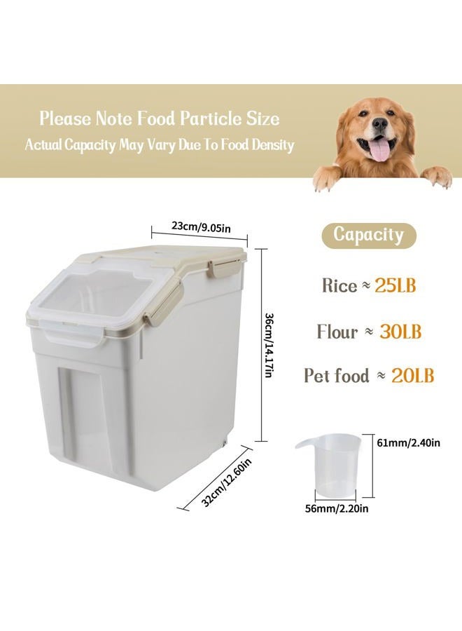 Begino Large Flour Storage Container Bin 25lb, 4Pack Airtight Rice Storage Containers with Wheels Seal Locking Lid, BPA Free with Measuring Cup&Scoop for Flour, Rice, Grain(Gray) - Image 2