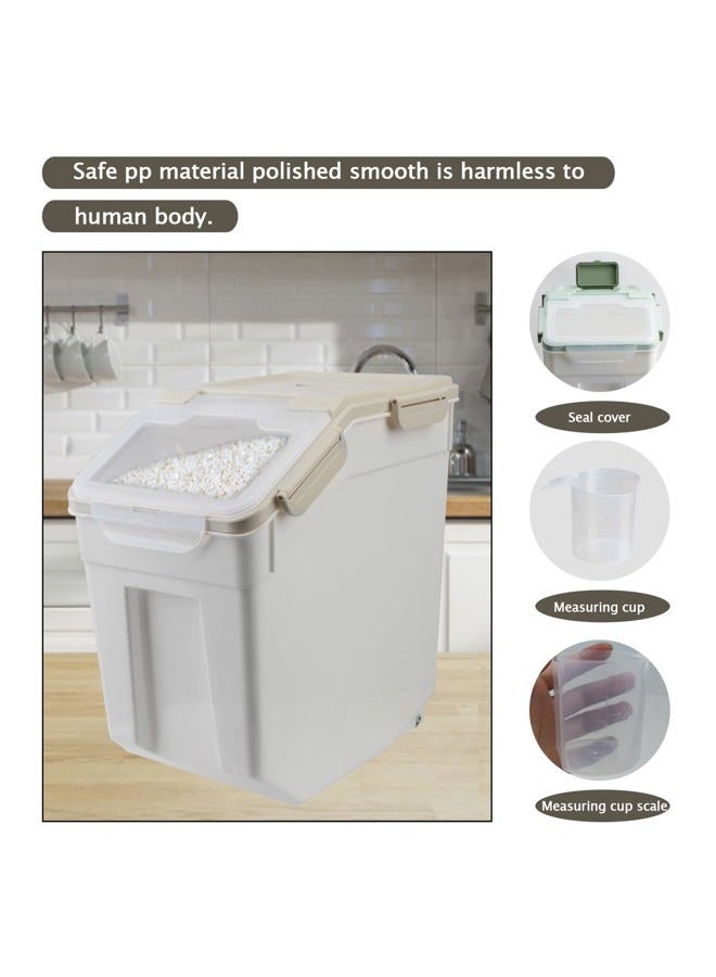 Begino Large Flour Storage Container Bin 25lb, 4Pack Airtight Rice Storage Containers with Wheels Seal Locking Lid, BPA Free with Measuring Cup&Scoop for Flour, Rice, Grain(Gray) - Image 4