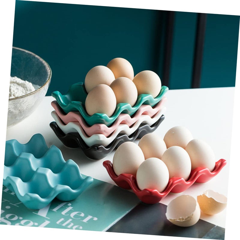 Pink Ceramic Egg Holder Storage Box For Refrigerator 6 Grids Kitchen Organizer - Image 5