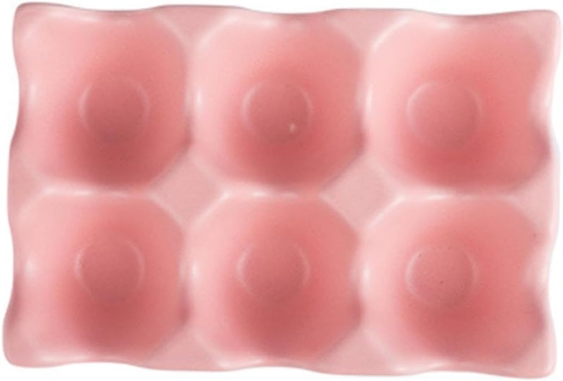 Pink Ceramic Egg Holder Storage Box For Refrigerator 6 Grids Kitchen Organizer - Image 1