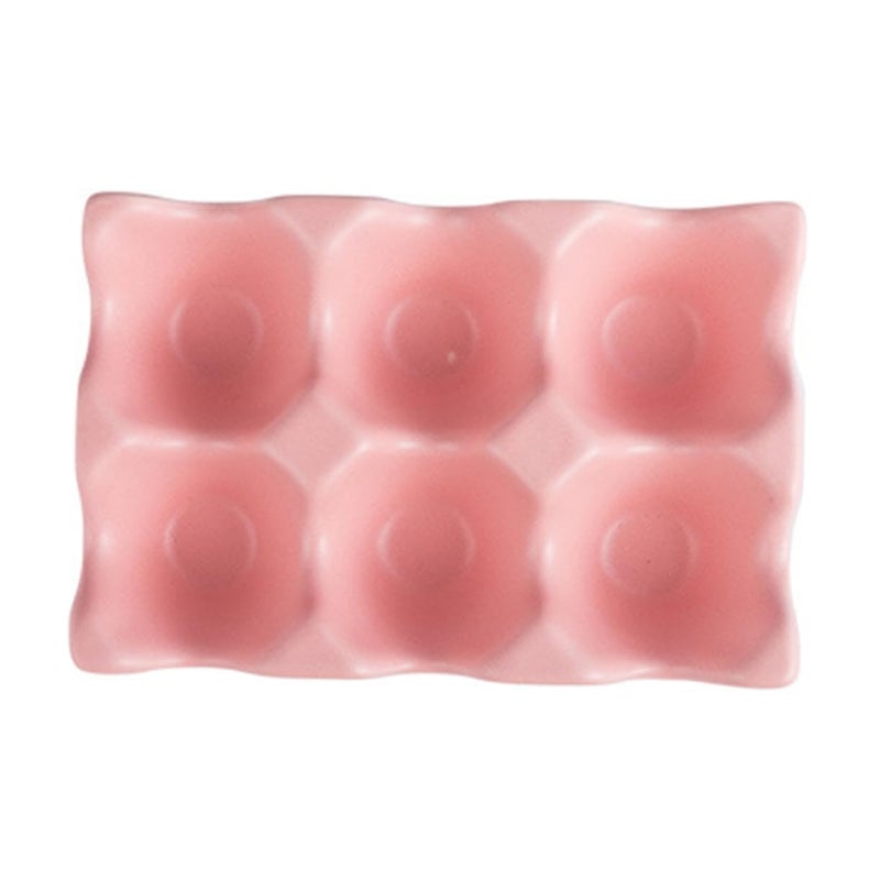 Pink Ceramic Egg Holder Storage Box For Refrigerator 6 Grids Kitchen Organizer - Image 2