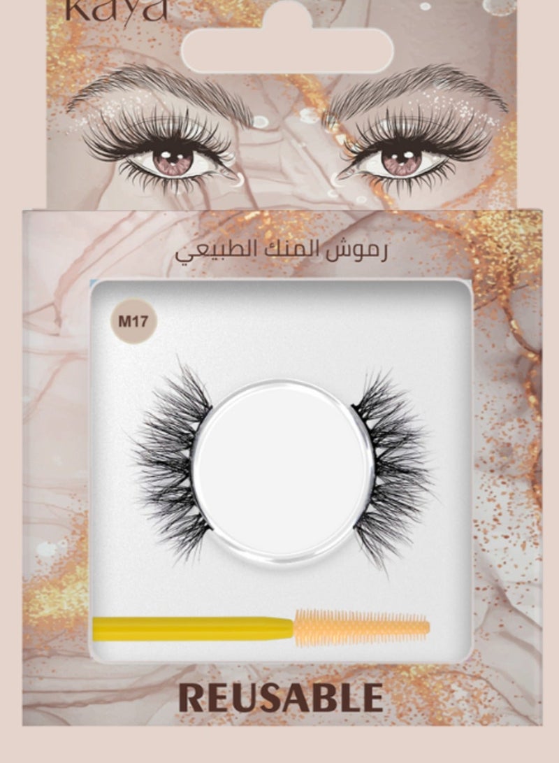 kaya Clear Eyelash Glue with Natural Mink Three Dimensional Lashes Style No. 17 Set - Image 3