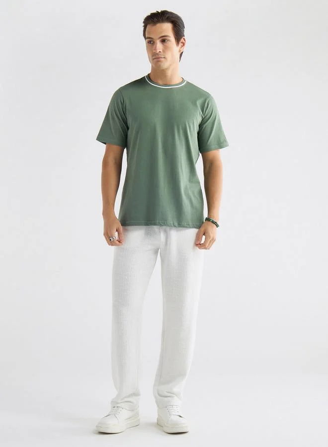 سبلاش فيڤ تيشرت سادة بياقة مستديرة وأكمام قصيرة