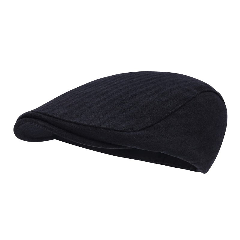 STARANCE Men's Flat Cap Wool Tweed Driving Irish Newsboy Hat (Black) - Image 1