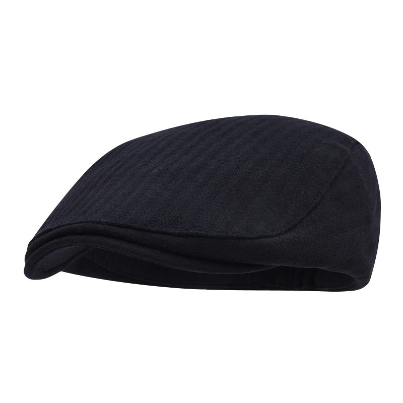 STARANCE Men's Flat Cap Wool Tweed Driving Irish Newsboy Hat (Black) - Image 2