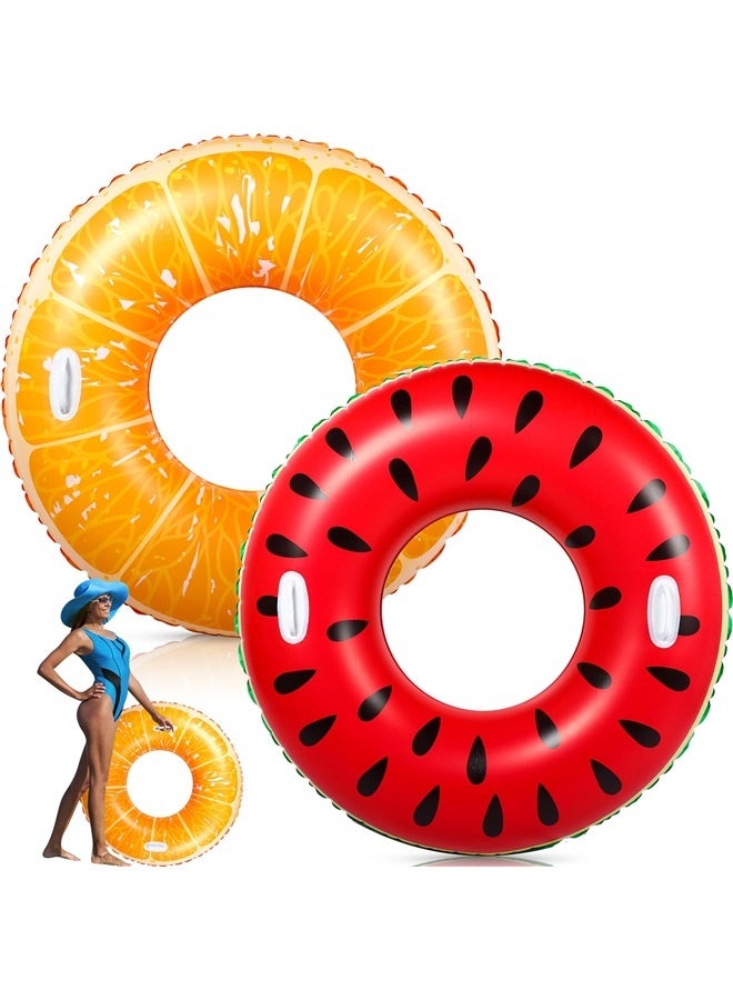 2 Pcs Large Swim Ring with Handles Inflatable Swimming Pool Floats Tubes for Adults Teens Adult Size for Summer Pool Lounger Beach Party - Image 1