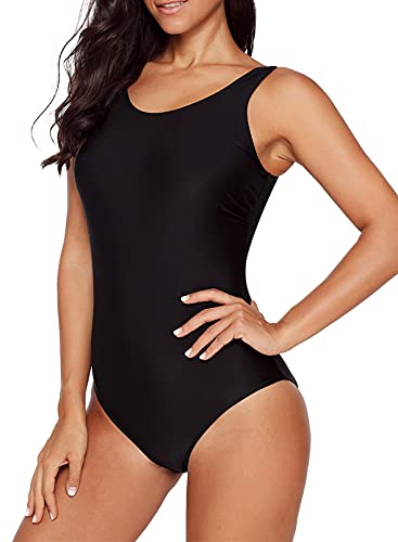 Aleumdr Womens One Piece Swimsuits Women Criss Cross Back Tummy Control Bathing Suits Racing Training Sports Athletic Monokini Swimwear Black 2XL - Image 3