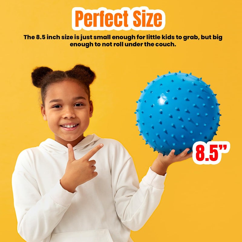 New Bounce Soft Balls for Kids - Set of Four 8.5" Knobby Balls Plus Pump & 2 pins, Durable, Inflatable Sensory Spiky Ball for Children, Toddlers and, Pets - Soft Bouncy Ball - Image 5