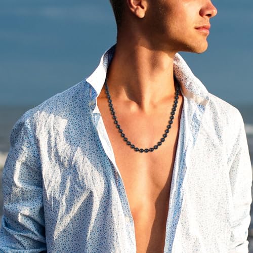 GAVU Handmade Faceted Black Obsidian Necklace for Men Mens Crystal Beaded Necklace 24 - Image 3