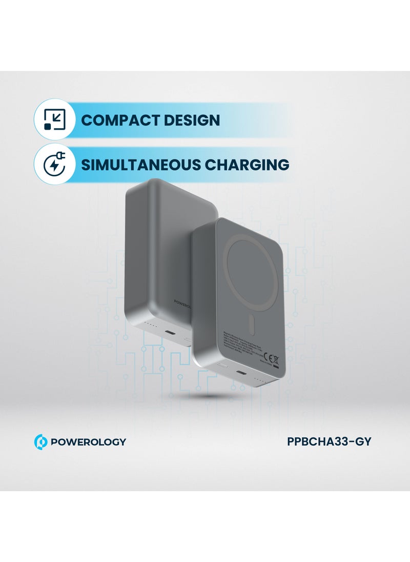 20000mAh Magsafe Power Bank 20W PD  / Simultaneous Charging / Compact Design / USB-C Output & Input / 15W Wireless Charger PowerBank 20000 mAh- Dark Grey