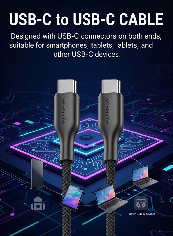 أورايمو كابل شحن برويدلاين قماش USB-C إلى USB-C 1م 100 واط - - Image 3