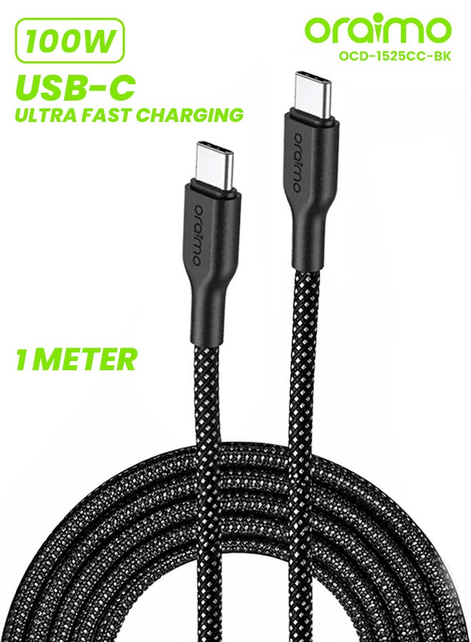 أورايمو كابل شحن برويدلاين قماش USB-C إلى USB-C 1م 100 واط - - Image 1