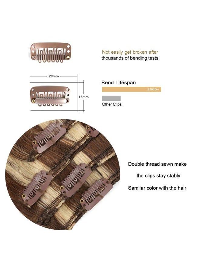 Winsky 14" Clip in Hair Extensions Remy Human Hair for Women - Silky Straight Real Human Hair hightlight Clip on 50grams 4pieces #6/613 Color - Image 3