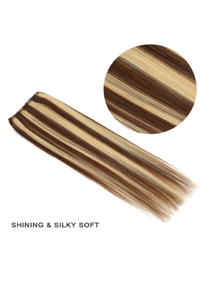 Winsky 14" Clip in Hair Extensions Remy Human Hair for Women - Silky Straight Real Human Hair hightlight Clip on 50grams 4pieces #6/613 Color - Image 4