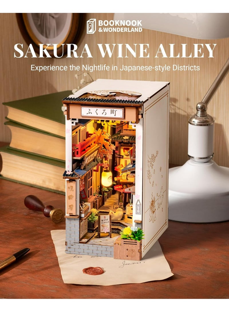 Robotime ROBOTIME Rolife Sakura Wine Alley DIY Book Nook Shelf Insert TGB11 Perfect for Home Decor & Creative Gift, Ideal for Bedroom, Kitchen, or Living Room, Festive Home Accent, Detailed Craftsmanship  - Image 5