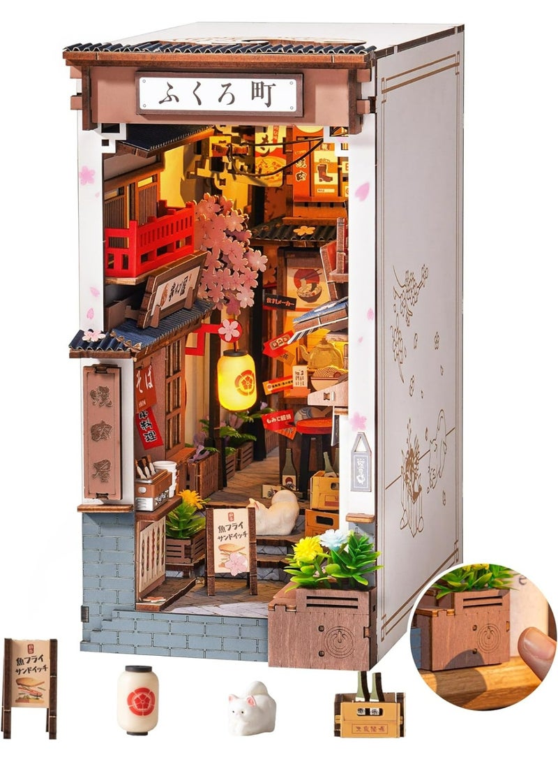 Robotime ROBOTIME Rolife Sakura Wine Alley DIY Book Nook Shelf Insert TGB11 Perfect for Home Decor & Creative Gift, Ideal for Bedroom, Kitchen, or Living Room, Festive Home Accent, Detailed Craftsmanship  - Image 1
