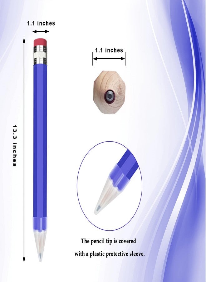 lyforx Wooden Jumbo Pencils 13.3'' Funny Giant Pencil For Party Favors Novelty Large Pencil For School Home Office Prop Supplies 2pcs Blue Yellow - Image 2