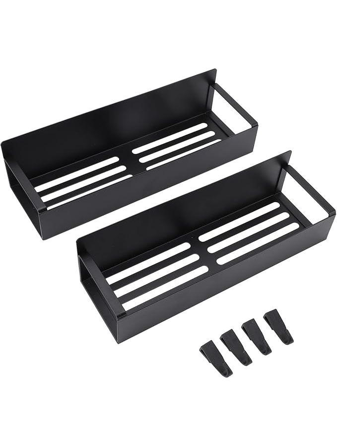 Magnetic Organizer Fridge Shelf With Removable Hooks For Kitchen Storage And Space Saving Black - Image 1