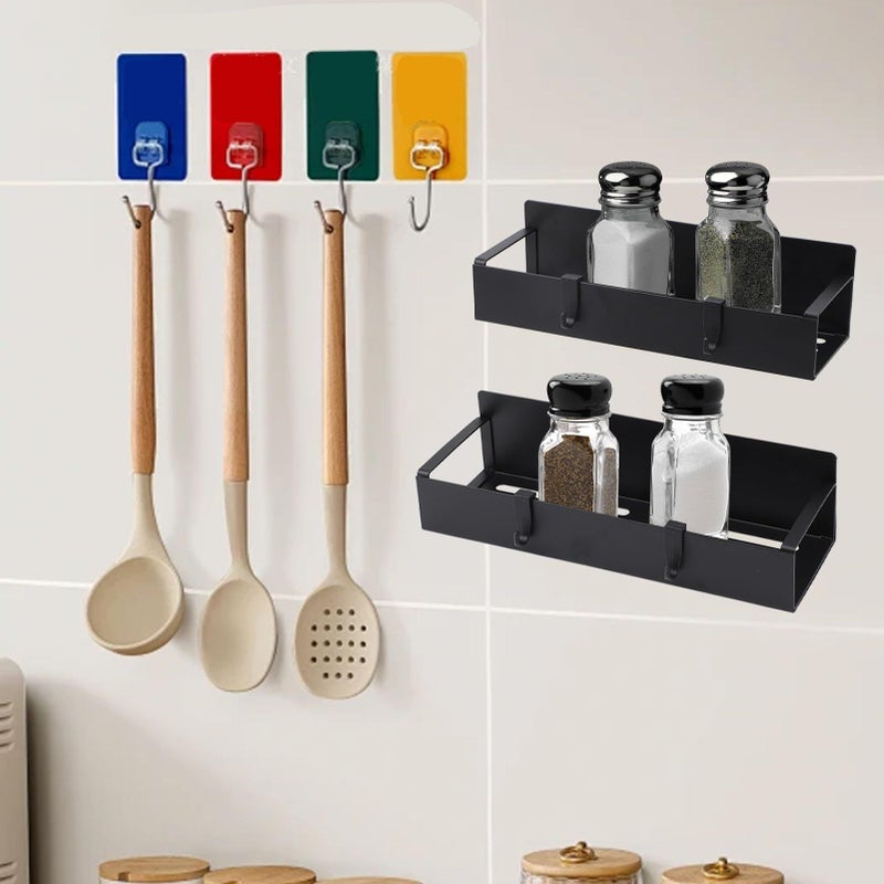 Magnetic Organizer Fridge Shelf With Removable Hooks For Kitchen Storage And Space Saving Black - Image 4