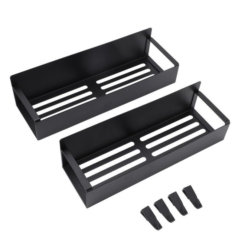 Magnetic Organizer Fridge Shelf With Removable Hooks For Kitchen Storage And Space Saving Black - Image 2