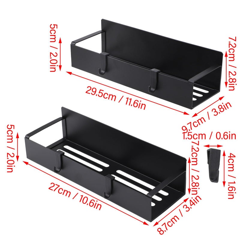 Magnetic Organizer Fridge Shelf With Removable Hooks For Kitchen Storage And Space Saving Black - Image 3