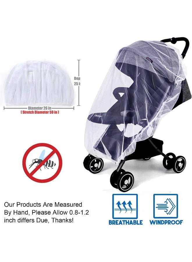 Wanateber Mosquito Net for Stroller - 2Pack Protective Baby Stroller Net - Bug Net for Bassinets, Cradles, Playards, Pack N Plays and Portable Mini Crib (White+Grey) - Image 4