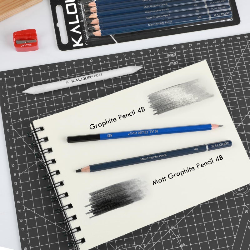 KALOUR PDAS Professional Drawing Pencils for Sketching - 6 pcs Matte Graphite Art Pencil Set (HB to 12B) for Shading, Beginners & Pro Artists - Image 2