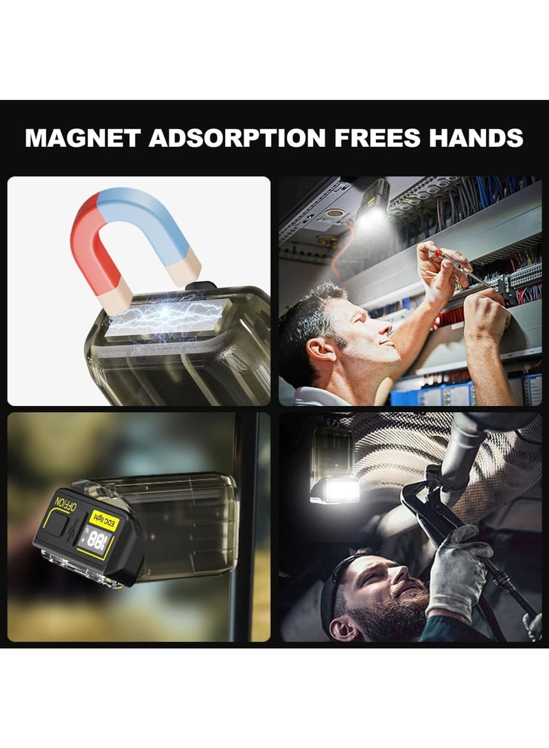 Zikra Pocket Flashlight with Clip, Digital Power Display Rechargeable Cap Lights Clip On Hat, 180 Degree Twist Small Flash Light, LED Magnetic Flat EDC Pocket Light for Running, Camping, Cycling, Black - Image 4