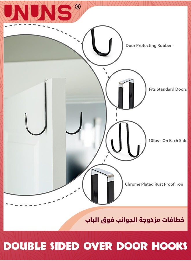 UNUNS Double Sided Over The Door Hooks,4 Pcs Space Saving Hooks,Black Metal Sturdy Door Hanger Hook For Hanging Clothes,Heavy Duty Door Hanger For Bathroom/Kitchen/Hanging Towels Bags Hats Coats Keys  - Image 2