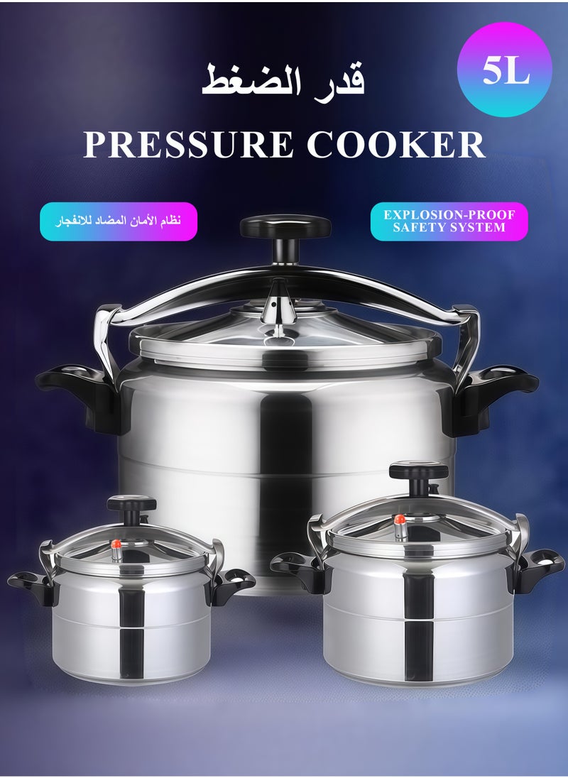 TORNADO 5LitersLiters 5L Aluminum Alloy Pressure Cooker | Silver Coating-Free Healthy Design, Compact 22cm, Ideal for Small Kitchens! Silver  - Image 1