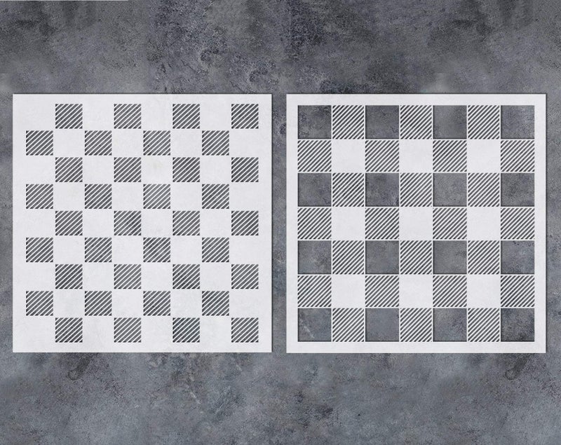 GSS Designs Buffalo Plaid Checker Stencil 2 Pack  Reusable Stencils for Painting on Wood Wall Canvas Furniture Floor Fabric 12x12Inch  Buffalo Plaid Wall Stencils for Painting Large Pattern