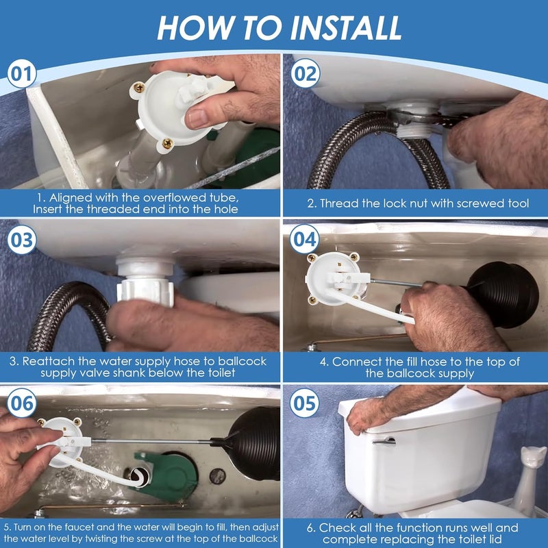 Dreyoo Universal Toilet Tank Repair Kit Compatible with Danco 80816, Toilet Repair Parts Fill Valve, Flapper, Rod, Float Replacement, Toilet Repair Kit for 8.5 Inch Tanks, Toilet Tank Flapper Replace - Image 4