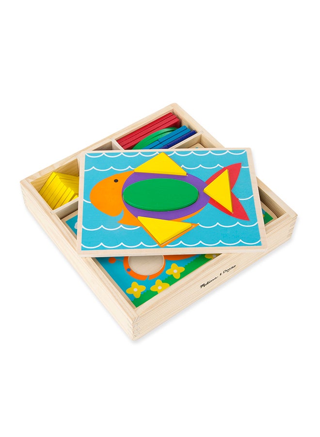 Melissa & Doug Pattern Blocks and Boards - Classic Toy With 120 Solid Wood Shapes and 5 Double-Sided Panels, Multi-Colored Animals Puzzle Tangram Puzzle Sorting Activity for Kids  - Image 3