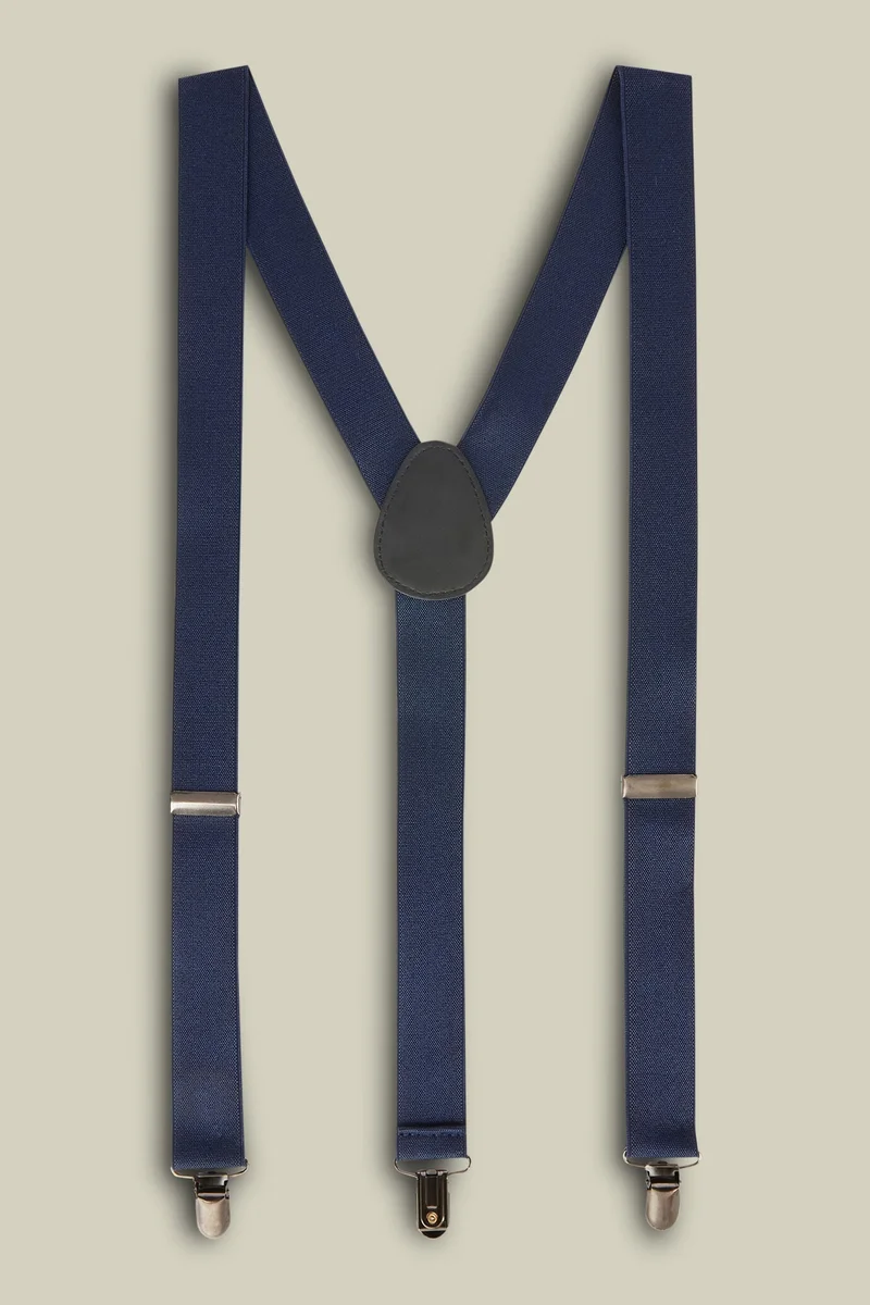 Doppelganger Men's plain stretch braces - DK Blue