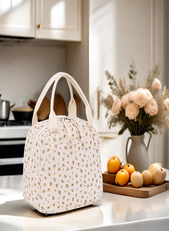 LEDAOU Lunch Box for Women Insulated Lunch Bag Corduroy Lunch Tote Bags Leakproof Cooler Lunch Case for Travel Work Picnic - Image 2