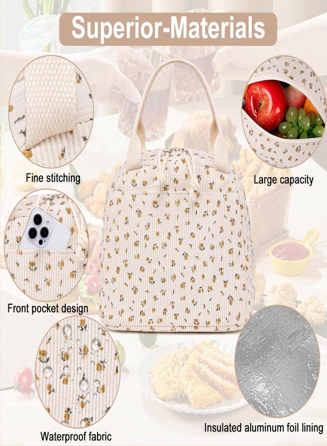 LEDAOU Lunch Box for Women Insulated Lunch Bag Corduroy Lunch Tote Bags Leakproof Cooler Lunch Case for Travel Work Picnic - Image 5