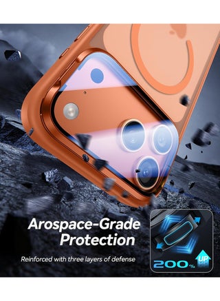 iPhone 17 Pro Max Case Magsafe Strong Magnet [Upgraded Full Camera Protection] with Camera Cover Stand Shockproof Phone Bumper Cover, Wear-resistant iPhone 17 Pro Max Cover Compatible with Magsafe Accessory Anti-Scratch Translucent Magnetic (Orange) - view 5
