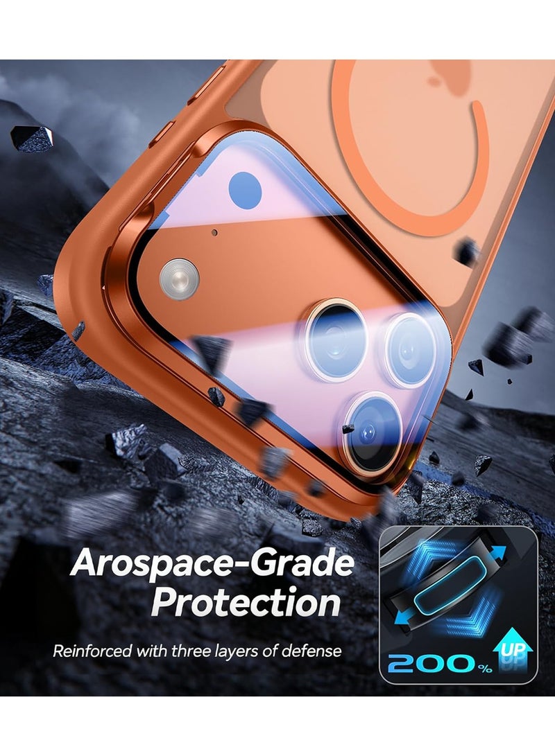 X-level iPhone 17 Pro Max Case Magsafe Strong Magnet [Upgraded Full Camera Protection] with Camera Cover Stand Shockproof Phone Bumper Cover, Wear-resistant iPhone 17 Pro Max Cover Compatible with Magsafe Accessory Anti-Scratch Translucent Magnetic (Orange) - Image 5