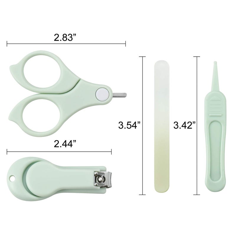 PandaEar Baby Nail Manicure Pedicure Grooming Care Kit (4 Pack)| Clippers Scissors File Tweezers | Newborn Infant Toddler Kids|1 Months Plus (Green) - Image 2