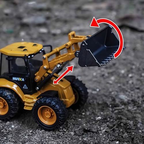 Gemini&Genius Backhoe Loader Toy for Kids- Loader with Changeable Front Loader and Backhoe Loader Construction Vehicle Toy 1/50 Scale 2 in 1 Digger and Loder Alloy Model Toys Vehicle Gifts for Kids - Image 5