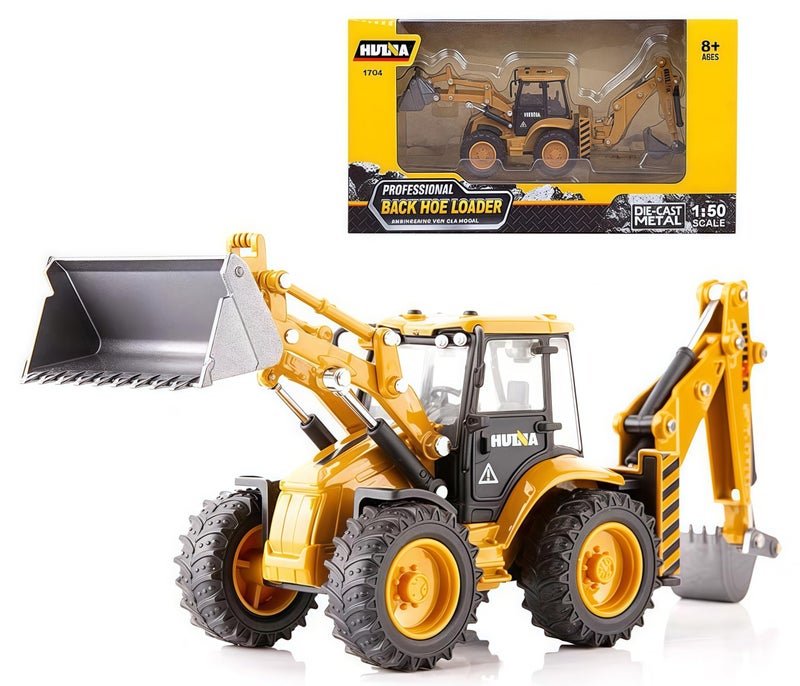 Gemini&Genius Backhoe Loader Toy for Kids- Loader with Changeable Front Loader and Backhoe Loader Construction Vehicle Toy 1/50 Scale 2 in 1 Digger and Loder Alloy Model Toys Vehicle Gifts for Kids - Image 1