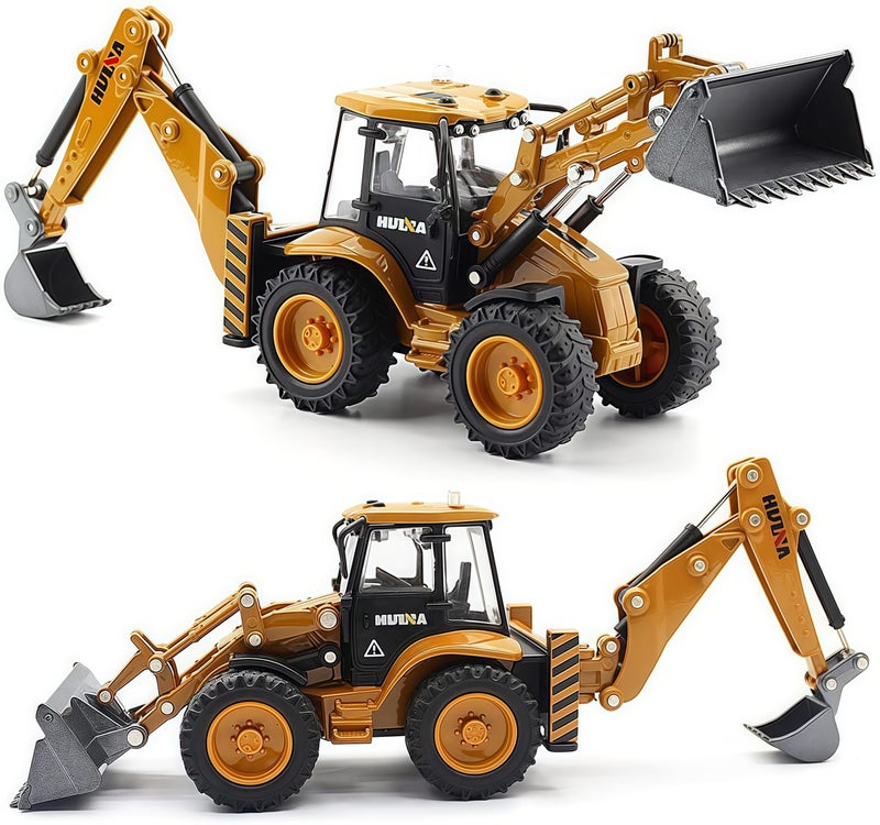 Gemini&Genius Backhoe Loader Toy for Kids- Loader with Changeable Front Loader and Backhoe Loader Construction Vehicle Toy 1/50 Scale 2 in 1 Digger and Loder Alloy Model Toys Vehicle Gifts for Kids - Image 3