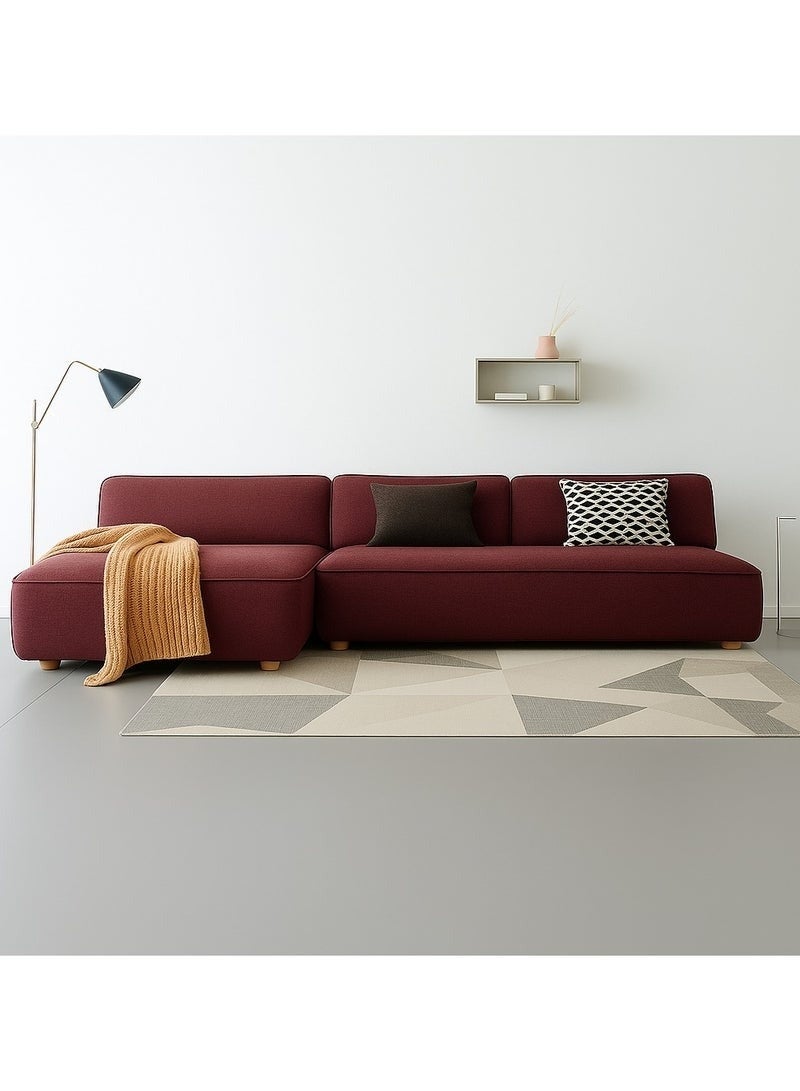 Al Zakharef Furniture Clarissa 3-Seater Luxury L-Shape Velvet Sofa with Free Pillows, Premium Wooden Frame, High-Density Seating Foam, Modern Corner Couch for Living Room Size L270 × W180 cm, Colour Wine Red - Image 1