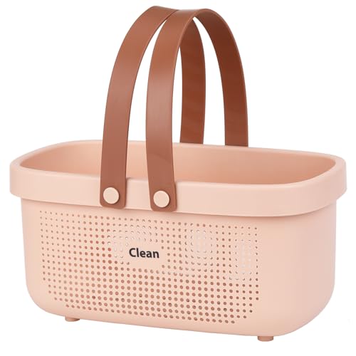 LAIGOO Plastic Shower Caddy Basket, Large Bathroom Caddy Organizer with Handles, Portable Storage Basket Tote for College Dorm Essentials, Bathroom, Gym, Travel, Camping, Makeup Organizer, Pink - Image 1