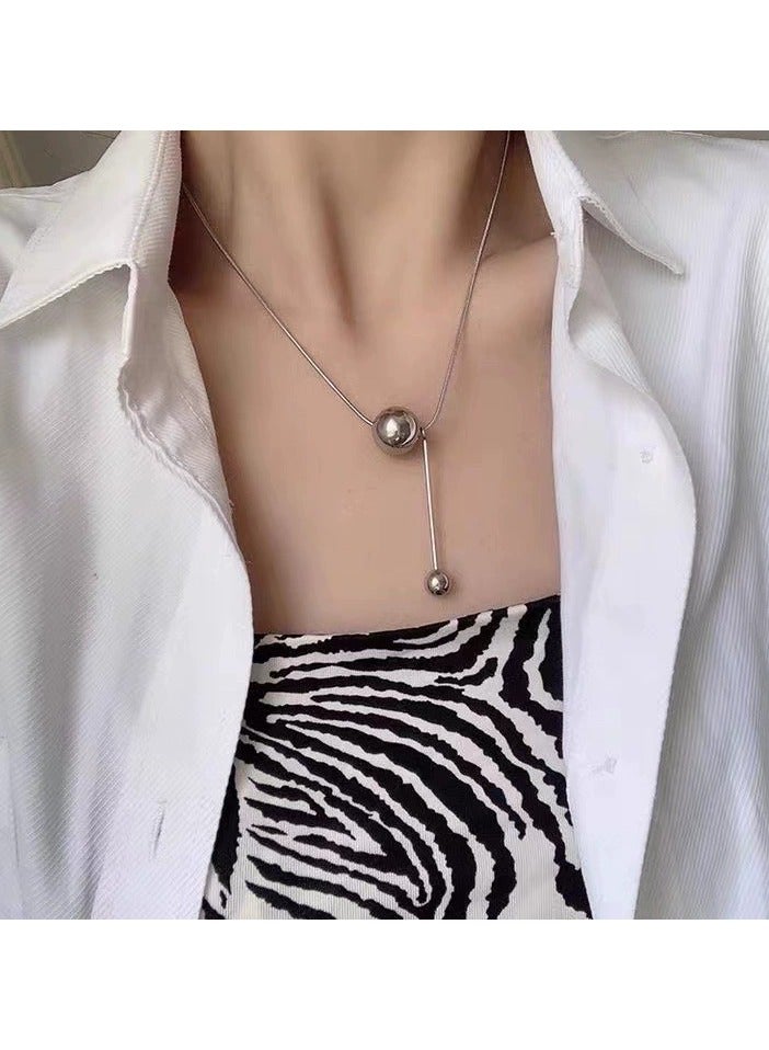 Goolsky قلادة سلسلة الثعبان كروية مع خرزات للنساء - فاخرة قابلة للتعديل، مجوهرات فريدة أنيقة - Image 1