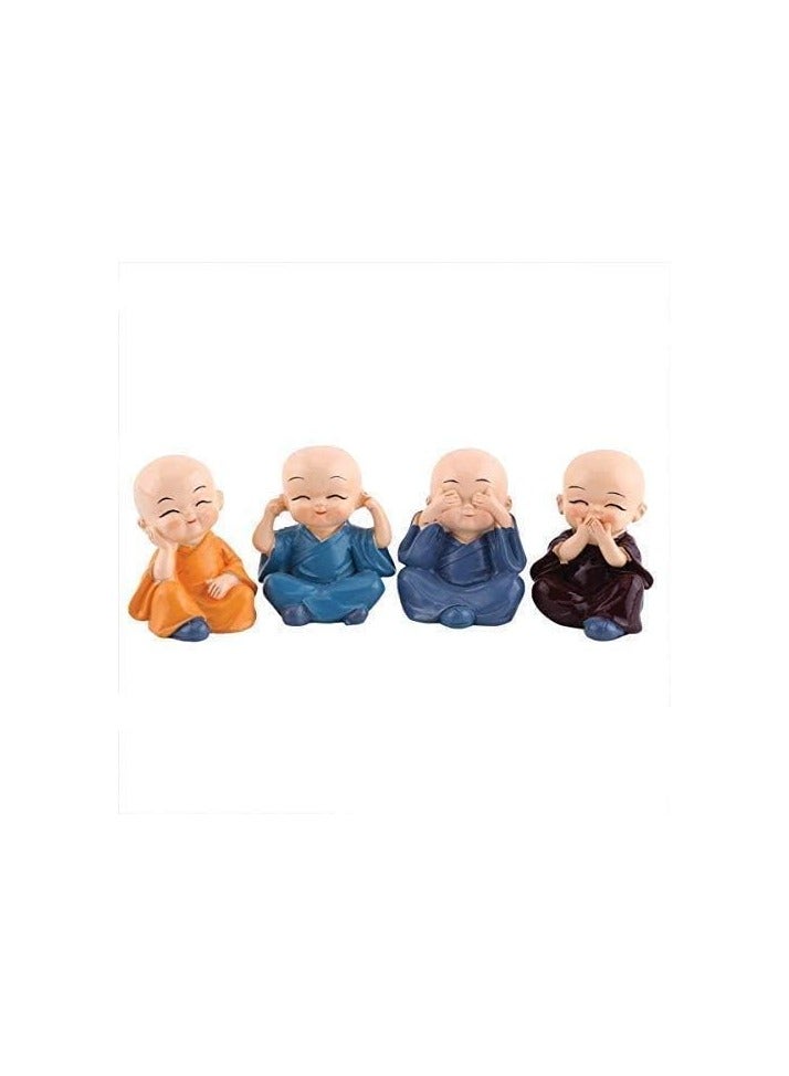 general 4 Piece Cute Mini Monk Plastic Set for Car Dashboard Interior Desktop, Small Monk Statue and Interior Decoration - Image 1