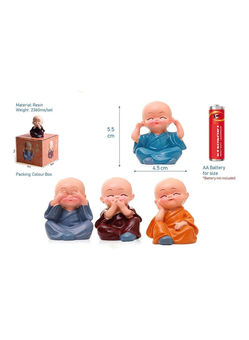 general 4 Piece Cute Mini Monk Plastic Set for Car Dashboard Interior Desktop, Small Monk Statue and Interior Decoration - Image 3