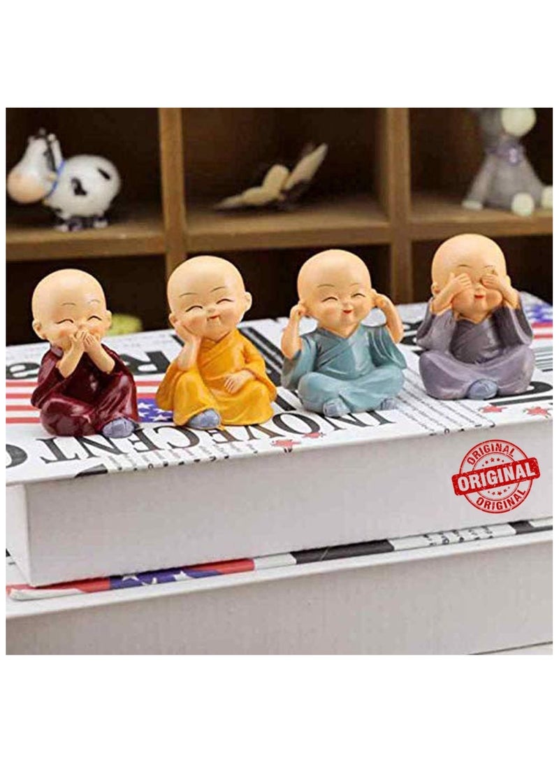 general 4 Piece Cute Mini Monk Plastic Set for Car Dashboard Interior Desktop, Small Monk Statue and Interior Decoration - Image 2